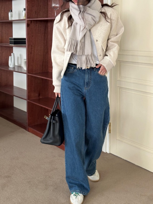 Fleece-Lined Semi Wide Pants