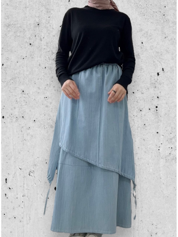 Trendy long denim skirt