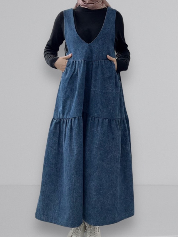 Sleeveless Long Denim dress